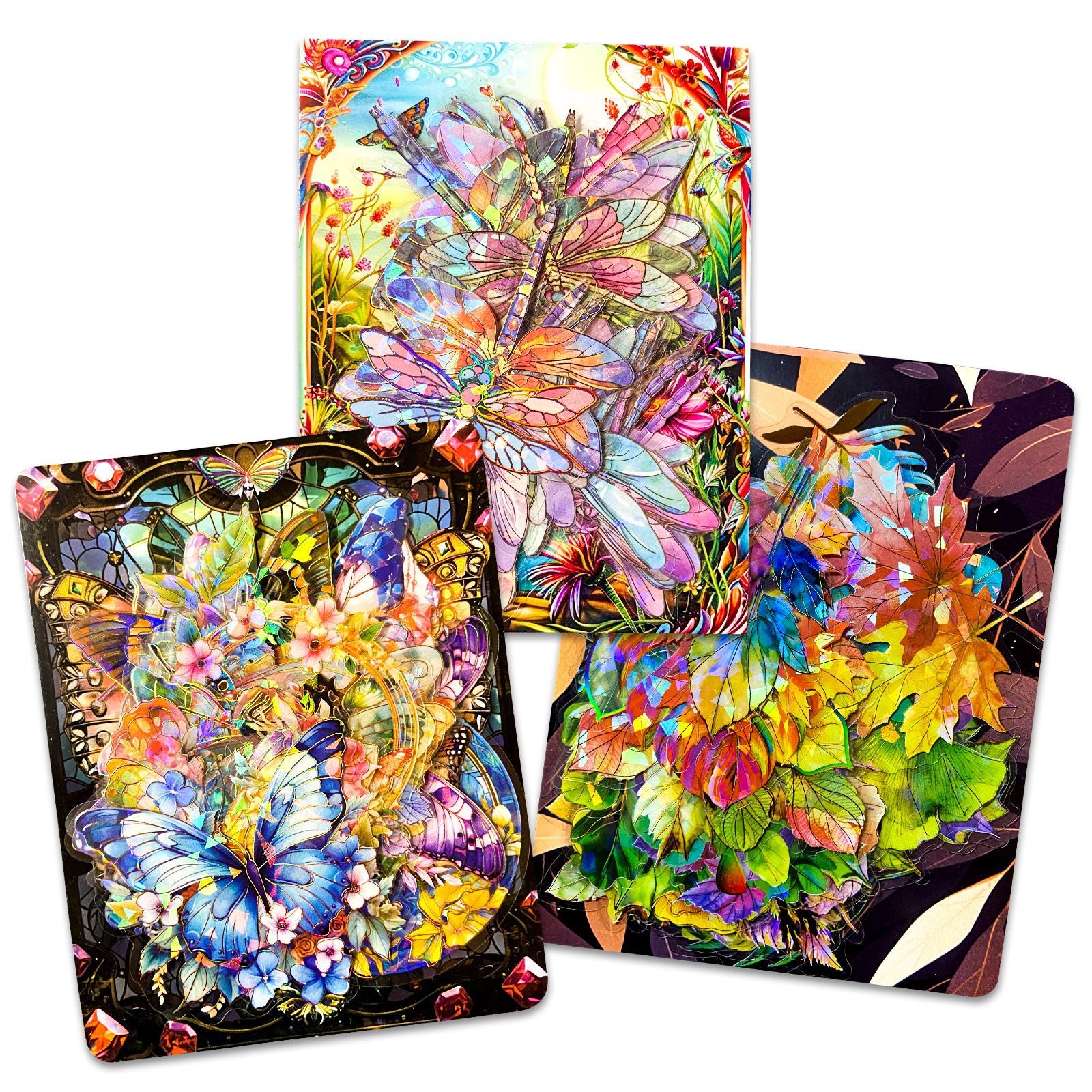 Wholesale 30-90pcs pet cold stamping laser process transparent waterproof stickers natural scenery series